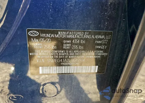 2020 Hyundai Sonata Se from USA, damaged, VIN 5NPEG4JA2LH045934